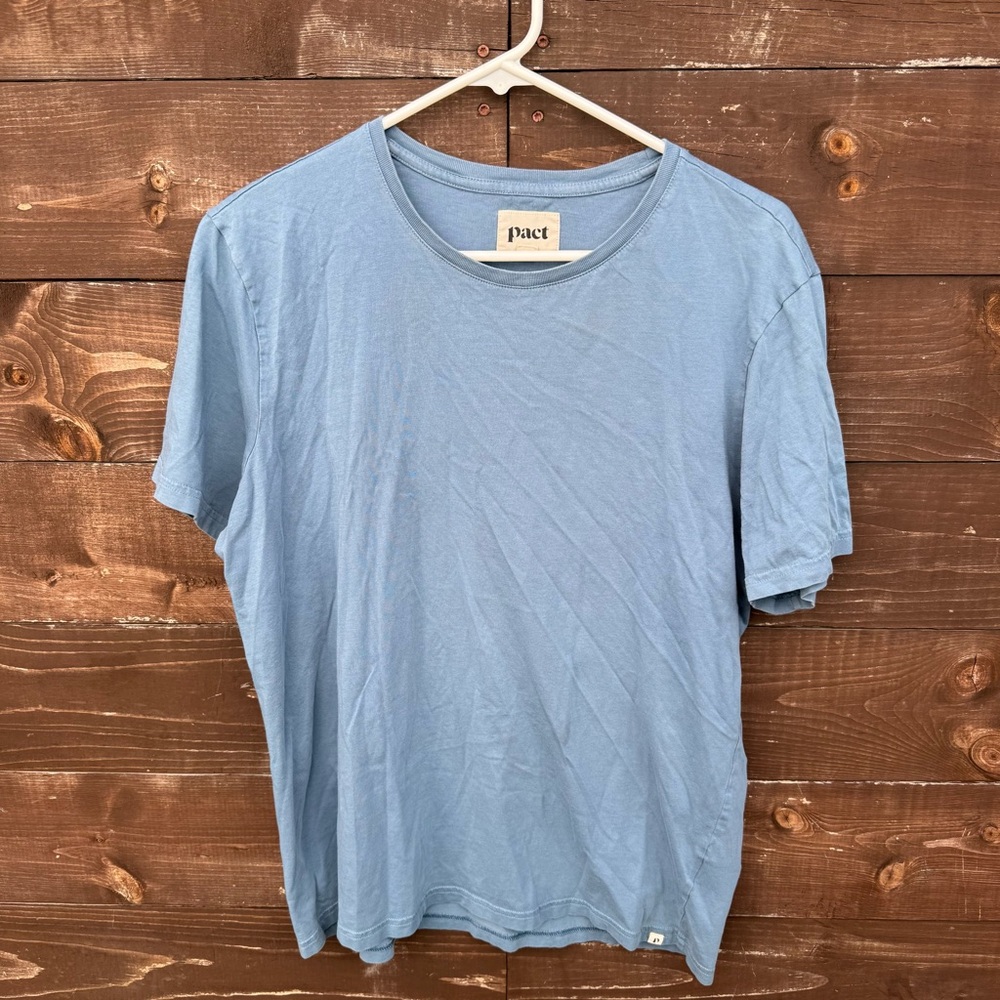 Pact Blue Short Sleeve T Shirt Size Large